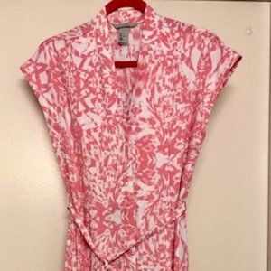 H&M PINK FLORAL SHIRT KAFTAN DRESS SIZE 6